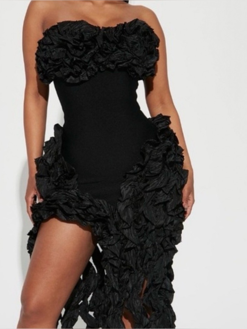 Fashion Nova Leila Bandage Strapless Ruffled Mini Dress Size M - Picture 2 of 11